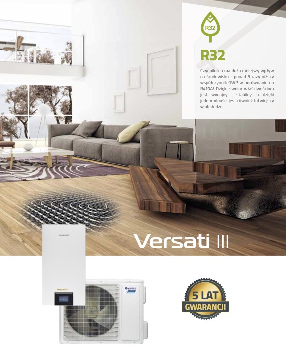 rewersyjne powietrzne pompy ciepła typu split GREE Versati 